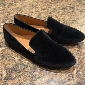 J Crew Black Poetic Velour Luxe Velvet Classic Sleek Slip On Loafer Women’s 10